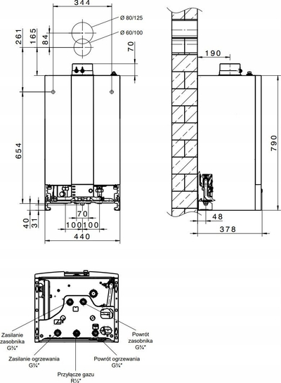 Kaldajë me gaz WOLF CGB-2-24, kondensim, 5.6-25.8 kW, për mur