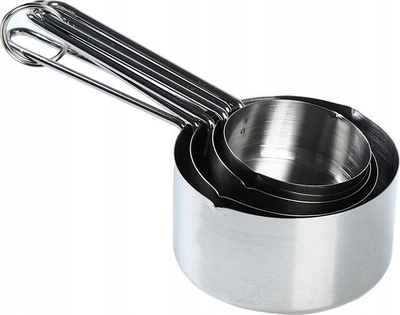 Set gotash matëse kuzhine çelik inox, 4 copë, 60–250 ml, argjendtë
