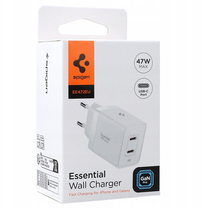 Karikues muri Spigen Essential EE472EU, 47W, 2x USB C, i bardhë