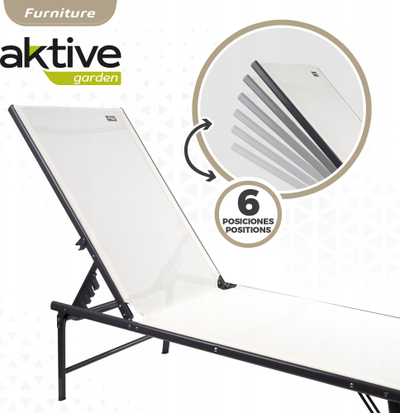 Shezlong kopshti Aktive Foldable Multi-position, deri 120kg, palosës, i zi