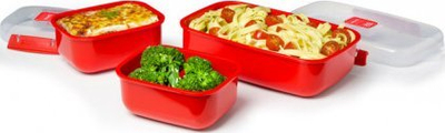 Set enësh për mikrovalë Sistema Microwave Heat and Eat, 3 copë, plastike, me ngjyra të ndryshme
