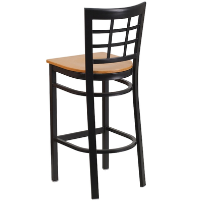 Karrige bar Flash Furniture me ulëse druri natyral dhe kornizë metalike të zezë, 27.13 inç