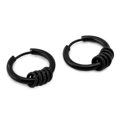 Vathë unazë për meshkuj Troli KS-150, çelik PVD, 1.8cm, të zinj