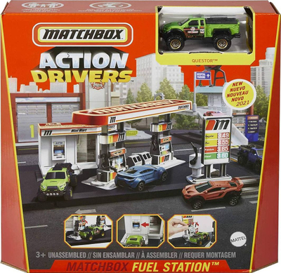 Set loje Mattel Matchbox Action Drivers Fuel Station, me makinë, shumëngjyrësh