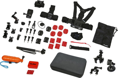 Set aksesorësh për kamera aksion Rollei Sport XL, 49 pjesë, për GoPro, i zi