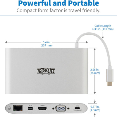 Docking station Eaton Tripp Lite U442-DOCK1, USB C, Gigabit Ethernet, argjendi