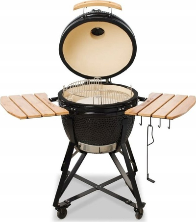Grill qeramik Kamado BONO Media Classic, 20", BBQ smoker dhe furrë, i zi
