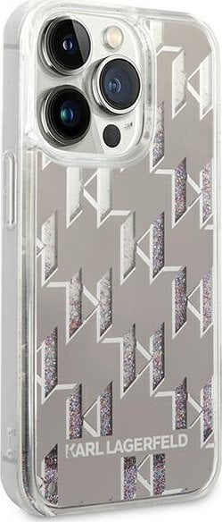 Mbulesë telefoni Karl Lagerfeld Liquid Glitter Monogram për iPhone 14 Pro Max 6.7", hardcase, argjendi