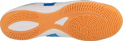 Këpucë futsalli Mizuno Morelia Sala Pro IN M Q1GA241325, taban gome për palestër, me lidhëse, të bardha me blu