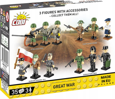 Set figurina ndërtuese COBI World War I, 35 copa, 3 figura, shumëngjyrëshe