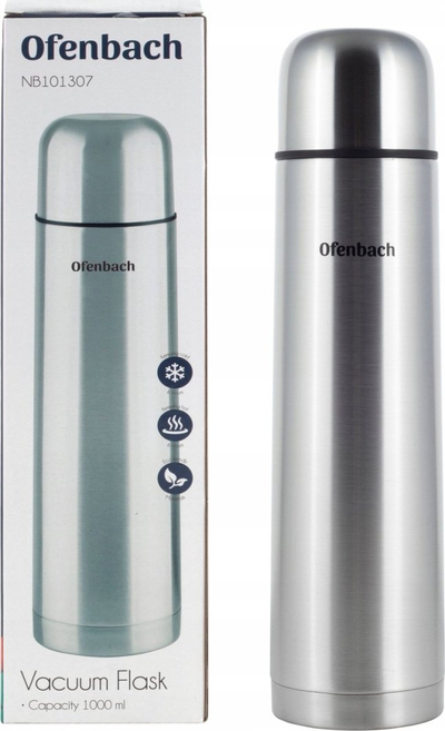 Termos Ofenbach 1.0L, çelik inox, izolim me vakum, argjendtë