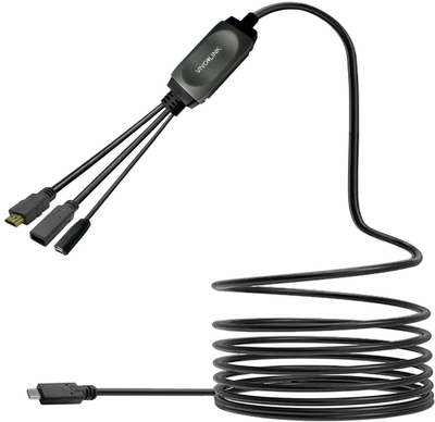 HUB кабел USB C VivoLink, HDMI 4K, USB A 3.0, Power Delivery, сив