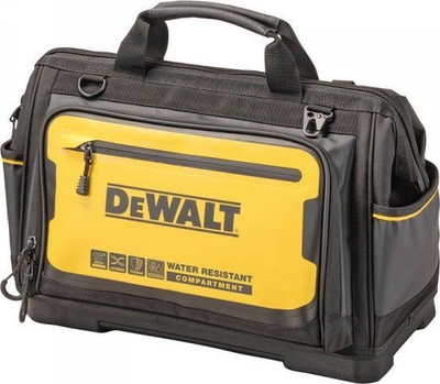 Çantë veglash DeWalt Pro me gojë të hapur 16", me ndarje që s’i hyn uji, e verdhë me të zezë