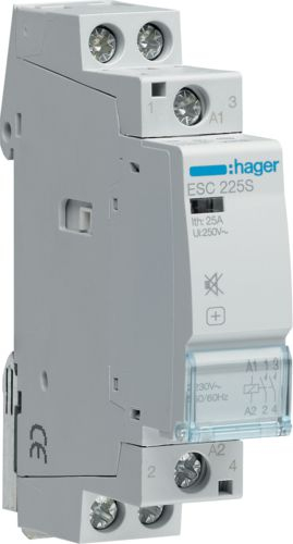Kontaktor modular Hager ESC225S, 25A, 2NO 230V AC, i bardhë