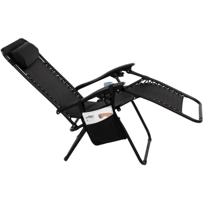 Шезлонг градинарска столица Saska Garden Chaise Lounge, склоплива, 175x52x110cm, црна