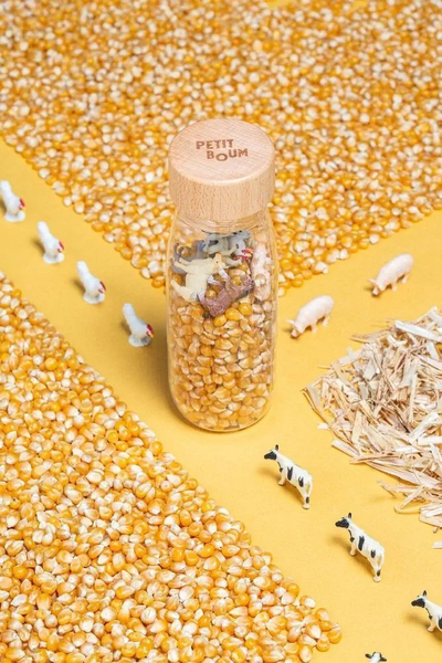 Lodër ndijore Petit Boum Spy Bottle Farm, Montessori, 3m+, me ngjyra shumë