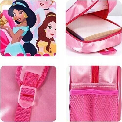 Çantë shpine për kalamaj Disney Princess, me licencë zyrtare, xhep anësor me rrjetë, shumëngjyrëshe