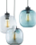Лустер TK Lighting Elio, 52 cm, 3 светилки, сино, транспарентно и сиво стакло