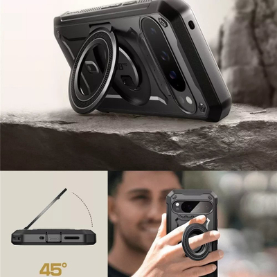 Mbrojtëse telefoni SUPCASE Unicorn Beetle Pro Mag për Google Pixel 9 9 Pro, me kickstand, me klips rripi, e zezë
