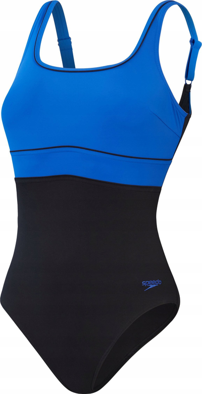 Kostum banje njëpjesësh për goca Speedo Eco Contoureclipse, me rripa që rregullohen, i fortë ndaj klorit, blu me të zezë