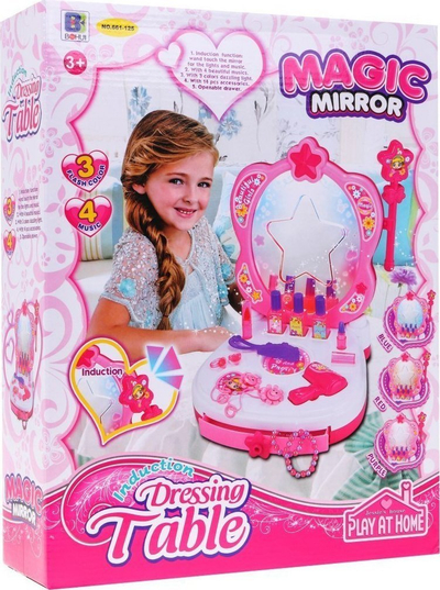 Lodër tavolinë grimimi Play At Home Magic Mirror, me drita dhe tinguj, rozë