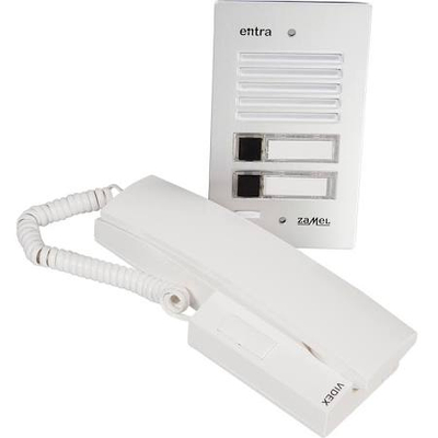 Domofon Zamel Entra MK-2/a, për 2 familje, montim sipërfaqe a i fshehur, i bardhë
