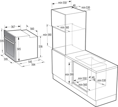 Furrë elektrike Gorenje BPS6737E14BG, vetëpastrim pirolitik, BigSpace, e zezë