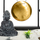 Set dekorativ Atmosphera Jardin Zen, tabaka me rërë, figurë Buddha dhe gong, i zi