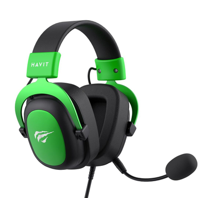 Kufje gaming Havit H2002d, stereo, me mikrofon, të zeza me jeshile