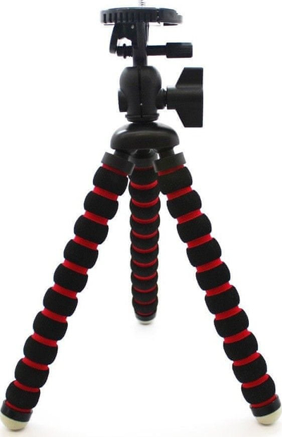 Tripod i përdredhshëm MadMan Flexible Tripod, 29 cm, universal për kamera, i zi me të kuqe