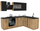 Set kuzhine këndore Vario 240x180 cm, dekor lisi Evoke, plan pune District, i zi