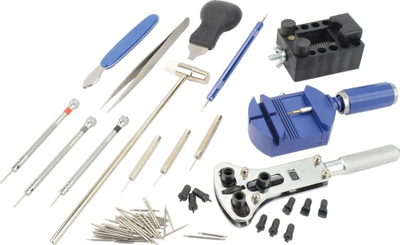 Set veglash për orëndreqje Brüder Mannesmann M11759, 16 pjesë, me çantë, i zi
