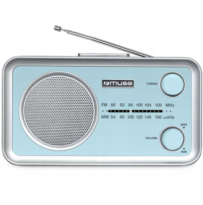 Radio portative MUSE MF-060 VB, analoge FM MW, me bateri, blu e çelët