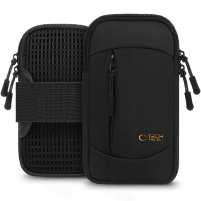 Byzylyk sportiv për krah Tech-Protect M6, universal për telefona deri 6.9", rezistent ndaj lagështirës, i zi portokalli