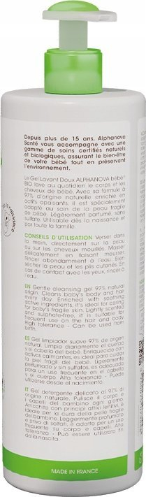 Лосион за миење за бебиња Alphanova Baby Dermocleanser, коса и тело, органски, 500ml