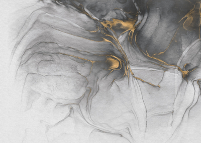 Fototapet murali Komar Ink Gold Flow, 350 x 250 cm, material flis, gri me ar