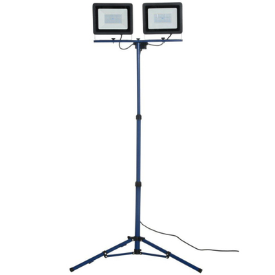 Prozhektor pune LED dyfishtë, 2x100W, 4000K, stativ i kaltër