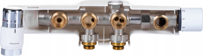Set lidhës për ngrohje nën dysheme Kermi Xlink Plus ZV01680001, lidhje radiator 1/2", me kokë termostatike, i bardhë
