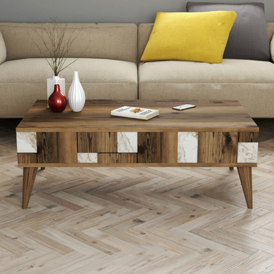 Tavolinë dhome dite Hommy Craft Madrid, 105x37.6x60 cm, e bardhë arrë