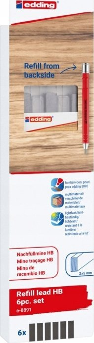 Mina grafiti Edding 8891, HB, 2×5 mm, paketim 6 copë