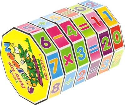 Lodër mësimi cilindër për matematikë, numra dhe veprime të thjeshta, me shumë ngjyra
