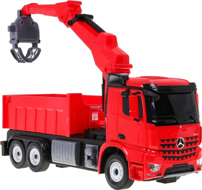 Kamion lodër me telekomandë Rastar Mercedes Benz Arocs, 2.4G, me vinç që punon, i kuq