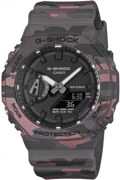 Ora Casio G-Shock 2100 Series, 45.4mm, kamuflazh, e zezë