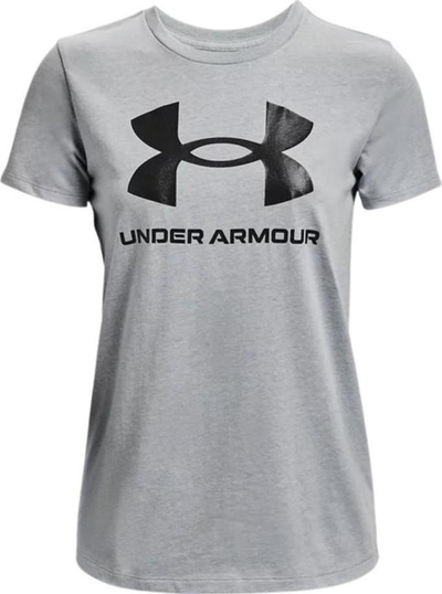 Bluzë sportive Under Armour Live Sportstyle Graphic, me mëngë të shkurtra, për goca, gri L