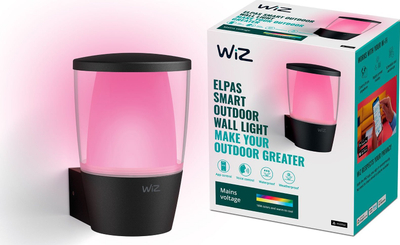 Llambë muri për jashtë Philips WiZ, LED, me komandim smart, e zezë