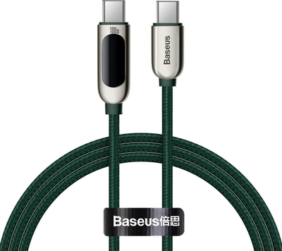 Kabllo Baseus USB-C në USB-C, 2m, 100W 5A, jeshile e errët