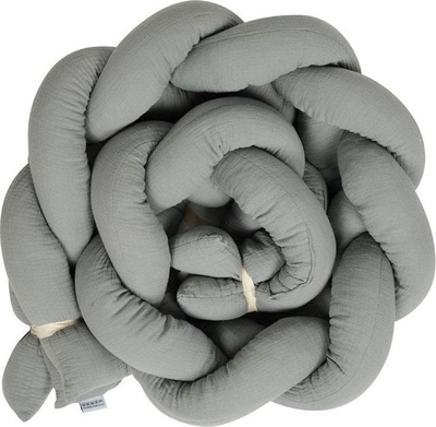 Mbrojtëse krevati Babymatex Bed Snake, 200cm, muslin pambuk, e bardhë