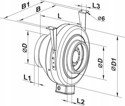Ventilator industrial kanalesh Vents VKMz 315, çelik i galvanizuar, montim në mur a tavan, gri