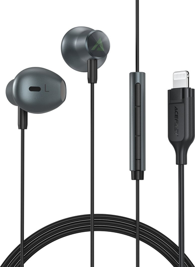 Слушалки in ear Acefast L1, врска Lightning, кабел 1.2 m, црни