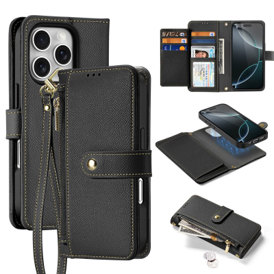 Калјф за телефон DUX DUCIS Lawa за iPhone 16 Pro, паричник 2‑во‑1, MagSafe, црн